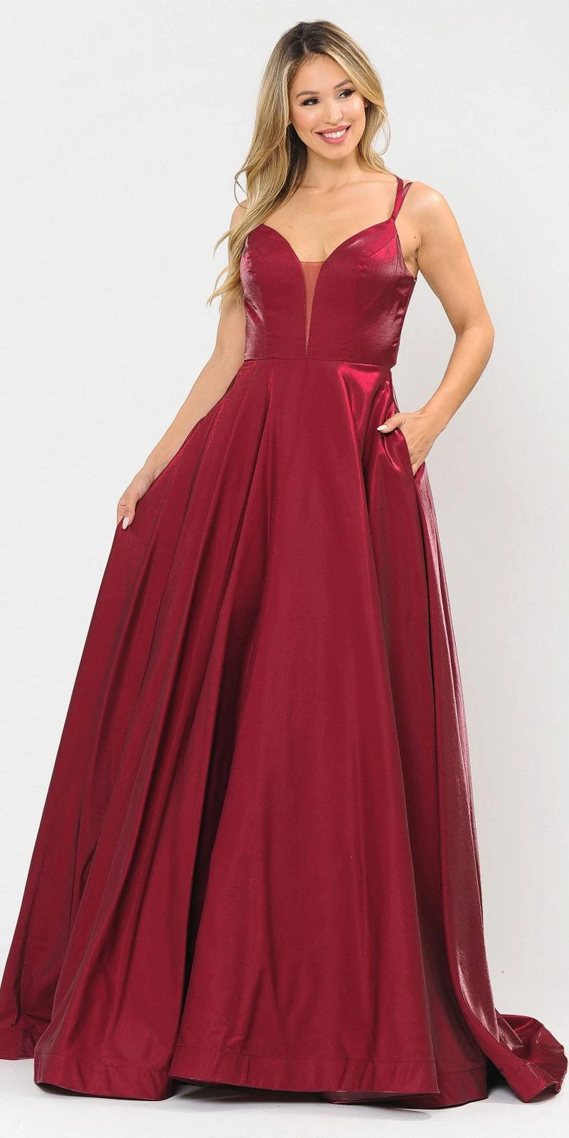 Poly USA | Ed Young 8644 Open-Back Long Prom Dress A-Line With Pockets(Stylish Open Back Long Prom Dress Silver With Pockets) 4 Poly USA | Ed Young 8644 Open-Back Long Prom Dress A-Line With Pockets(Stylish Open Back Long Prom Dress Silver With Pockets) - Image 4