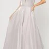 Poly USA | Ed Young 8644 Open-Back Long Prom Dress A-Line With Pockets(Stylish Open Back Long Prom Dress Silver With Pockets)