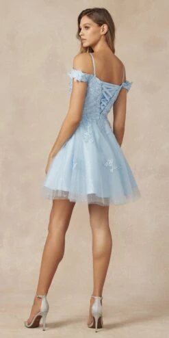 Juliet 866 Leaf Lace Embroidered Off The Shoulder Short Dress(Juliet 866 Leaf Lace Embroidered Off The Shoulder Short Dress) 17 Juliet 866 Leaf Lace Embroidered Off The Shoulder Short Dress(Juliet 866 Leaf Lace Embroidered Off The Shoulder Short Dress) -Discount Dress Shops 866 ice blue back