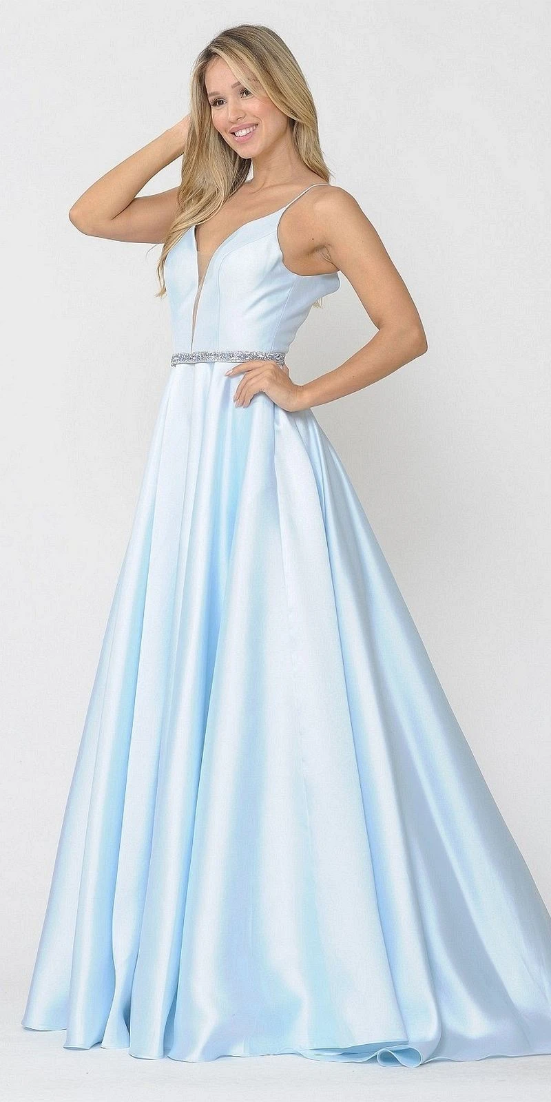 Poly USA | Ed Young 8672 Long Satin Dress With Spaghetti Straps(Long Satin Prom Dress With Spaghetti Straps Navy Blue) 4 Poly USA | Ed Young 8672 Long Satin Dress With Spaghetti Straps(Long Satin Prom Dress With Spaghetti Straps Navy Blue) - Image 4