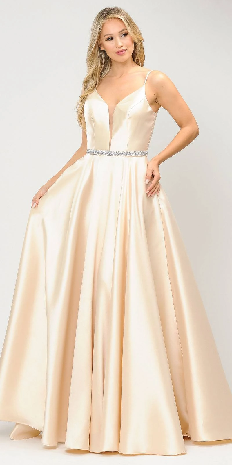 Poly USA | Ed Young 8672 Long Satin Dress With Spaghetti Straps(Long Satin Prom Dress With Spaghetti Straps Navy Blue) 9 Poly USA | Ed Young 8672 Long Satin Dress With Spaghetti Straps(Long Satin Prom Dress With Spaghetti Straps Navy Blue) - Image 9