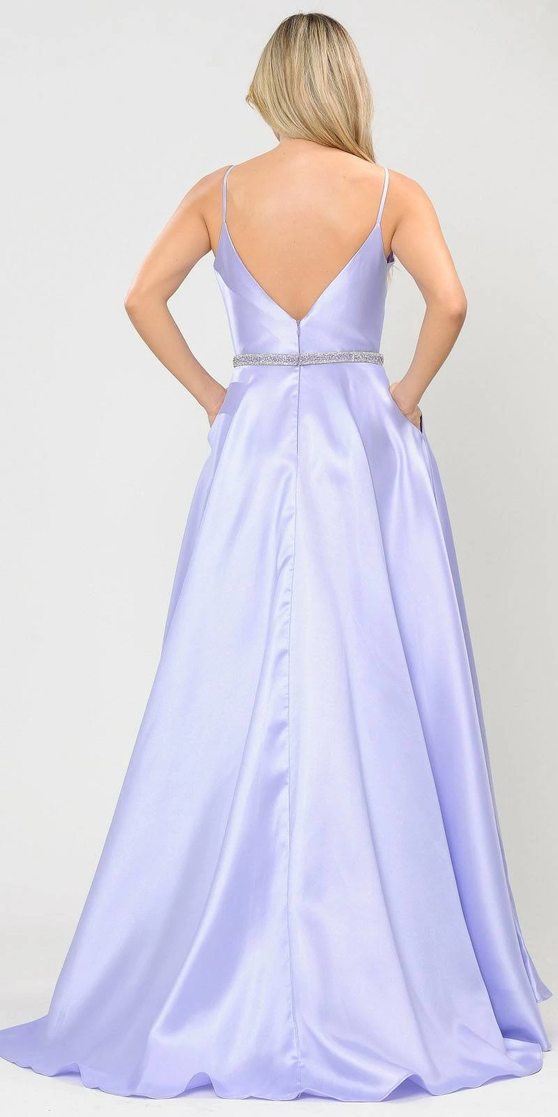 Poly USA | Ed Young 8672 Long Satin Dress With Spaghetti Straps(Long Satin Prom Dress With Spaghetti Straps Navy Blue) 6 Poly USA | Ed Young 8672 Long Satin Dress With Spaghetti Straps(Long Satin Prom Dress With Spaghetti Straps Navy Blue) - Image 6