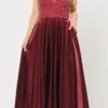 Poly USA | Ed Young 8674 Long Dress Embellished With Pocket(Burgundy Long Prom Dress Embellished With Pockets)
