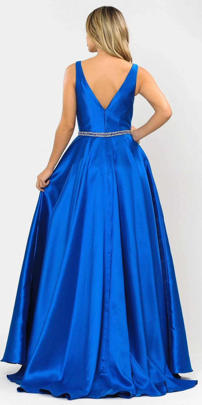 Poly USA | Ed Young 8682 V-Neck Mikado Long Dress With Pockets(V Neck And Back Black Long Prom Dress With Pockets) 8 Poly USA | Ed Young 8682 V-Neck Mikado Long Dress With Pockets(V Neck And Back Black Long Prom Dress With Pockets) - Image 8