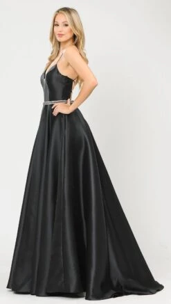 Poly USA | Ed Young 8688 Halter Criss-Cross Back Long A-Line Prom Dress With Pockets(Halter Criss Cross Back Long Red Prom Dress With Pockets) -Discount Dress Shops 8688 poly usa black side 02564551 0b73 4262 8ac1 0f3ccbbeec61