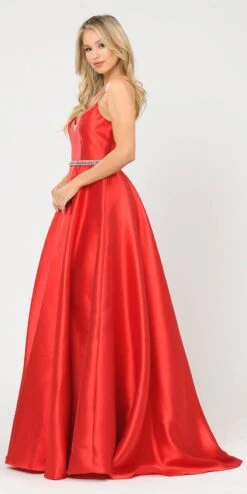 Poly USA | Ed Young 8688 Halter Criss-Cross Back Long A-Line Prom Dress With Pockets(Halter Criss Cross Back Long Red Prom Dress With Pockets) -Discount Dress Shops 8688 poly usa red side a3fda38c cc6a 48a2 a3c3 644ae156b760