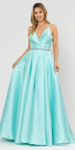 Poly USA | Ed Young 8690 V-Neck Long Mikado Dress With Pockets(V Neck Long Prom Dress Lilac With Pockets) -Discount Dress Shops 8690 poly usa mint 947a2264 c1e1 4981 b291 9c95241ca91d