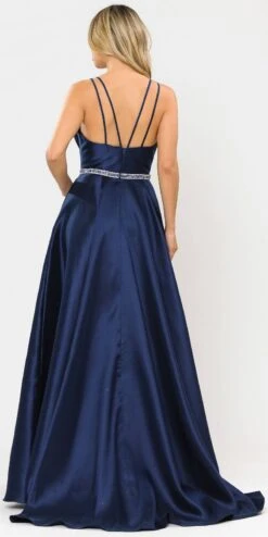 Poly USA | Ed Young 8690 V-Neck Long Mikado Dress With Pockets(V Neck Long Prom Dress Lilac With Pockets) -Discount Dress Shops 8690 poly usa navy blue back e096370d e438 42de 8837 15ac9d658881