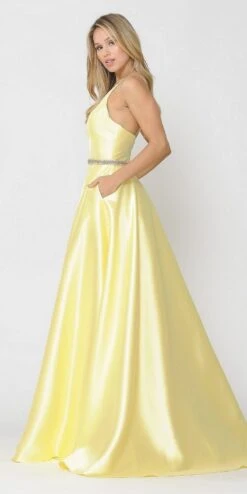 Poly USA | Ed Young 8690 V-Neck Long Mikado Dress With Pockets(V Neck Long Prom Dress Lilac With Pockets) -Discount Dress Shops 8690 poly usa yellow side d36d4389 e7d2 4304 b621 c713d2e689ed