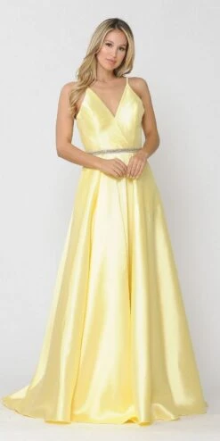 Poly USA | Ed Young 8690 V-Neck Long Mikado Dress With Pockets(V Neck Long Prom Dress Lilac With Pockets) -Discount Dress Shops 8690 poly usa yellow 336a591d 3423 4b73 bb62 46fea653f655