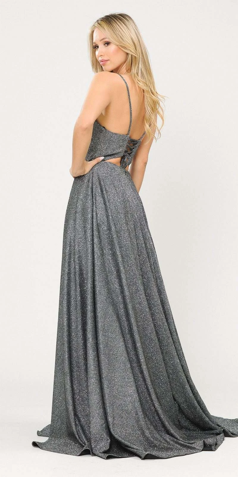 Poly USA | Ed Young 8700 Glitter Knit Lace-Up Back Romper Style Long Dress(Lace Up Back Romper Style Long Prom Dress Pink Silver) 12 Poly USA | Ed Young 8700 Glitter Knit Lace-Up Back Romper Style Long Dress(Lace Up Back Romper Style Long Prom Dress Pink Silver) - Image 12