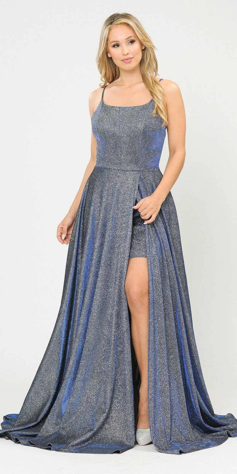 Poly USA | Ed Young 8700 Glitter Knit Lace-Up Back Romper Style Long Dress(Lace Up Back Romper Style Long Prom Dress Pink Silver) 4 Poly USA | Ed Young 8700 Glitter Knit Lace-Up Back Romper Style Long Dress(Lace Up Back Romper Style Long Prom Dress Pink Silver) - Image 4