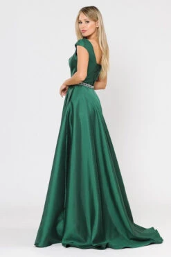 Poly USA | Ed Young 8702 A-Line Mikado Cap Sleeved Long Dress Pockets(Green Cap Sleeved Long Prom Dress With Pockets) 18 Poly USA | Ed Young 8702 A-Line Mikado Cap Sleeved Long Dress Pockets(Green Cap Sleeved Long Prom Dress With Pockets) -Discount Dress Shops 8702 poly usa green side