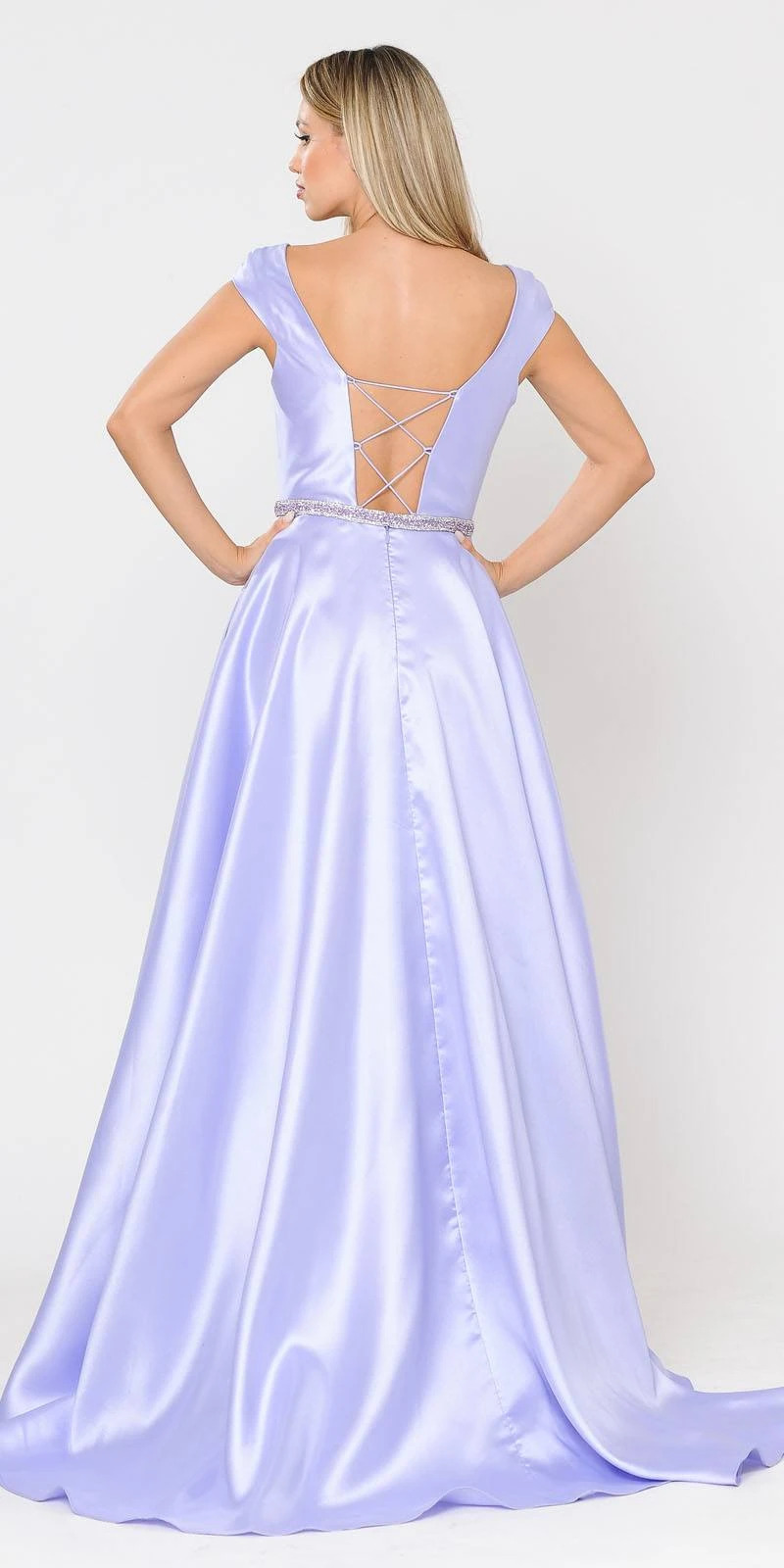 Poly USA | Ed Young 8702 A-Line Mikado Cap Sleeved Long Dress Pockets(Green Cap Sleeved Long Prom Dress With Pockets) 7 Poly USA | Ed Young 8702 A-Line Mikado Cap Sleeved Long Dress Pockets(Green Cap Sleeved Long Prom Dress With Pockets) - Image 7