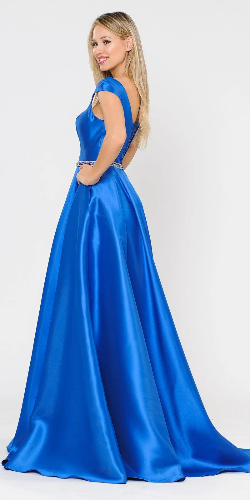 Poly USA | Ed Young 8702 A-Line Mikado Cap Sleeved Long Dress Pockets(Green Cap Sleeved Long Prom Dress With Pockets) 12 Poly USA | Ed Young 8702 A-Line Mikado Cap Sleeved Long Dress Pockets(Green Cap Sleeved Long Prom Dress With Pockets) - Image 12