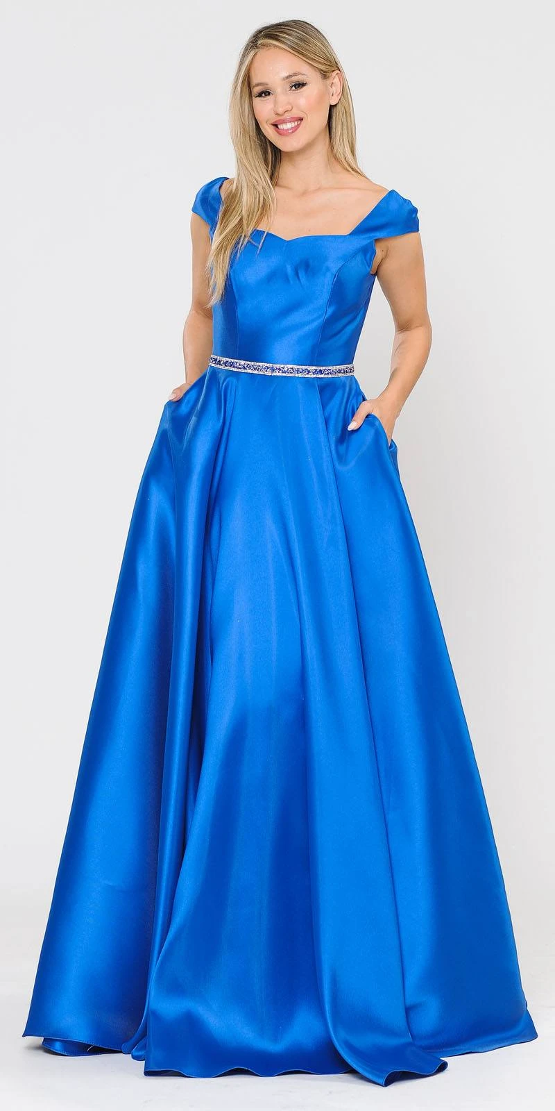 Poly USA | Ed Young 8702 A-Line Mikado Cap Sleeved Long Dress Pockets(Green Cap Sleeved Long Prom Dress With Pockets) 9 Poly USA | Ed Young 8702 A-Line Mikado Cap Sleeved Long Dress Pockets(Green Cap Sleeved Long Prom Dress With Pockets) - Image 9