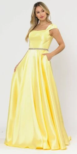 Poly USA | Ed Young 8702 A-Line Mikado Cap Sleeved Long Dress Pockets(Green Cap Sleeved Long Prom Dress With Pockets) 27 Poly USA | Ed Young 8702 A-Line Mikado Cap Sleeved Long Dress Pockets(Green Cap Sleeved Long Prom Dress With Pockets) -Discount Dress Shops 8702 poly usa yellow