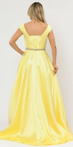 Poly USA | Ed Young 8702 A-Line Mikado Cap Sleeved Long Dress Pockets(Green Cap Sleeved Long Prom Dress With Pockets) 28 Poly USA | Ed Young 8702 A-Line Mikado Cap Sleeved Long Dress Pockets(Green Cap Sleeved Long Prom Dress With Pockets) -Discount Dress Shops 8702 poly usa yellow back