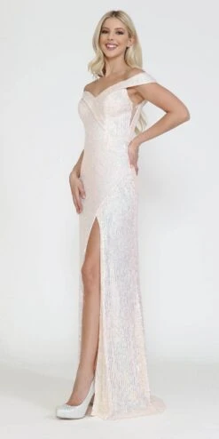 Poly USA | Ed Young 8722 Long Off The Shoulder Sequin Gown With Slit(Poly Usa 8722 Long Off The Shoulder Sequin Gown With Slit) -Discount Dress Shops 8722 4