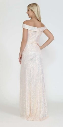Poly USA | Ed Young 8722 Long Off The Shoulder Sequin Gown With Slit(Poly Usa 8722 Long Off The Shoulder Sequin Gown With Slit) -Discount Dress Shops 8722 6