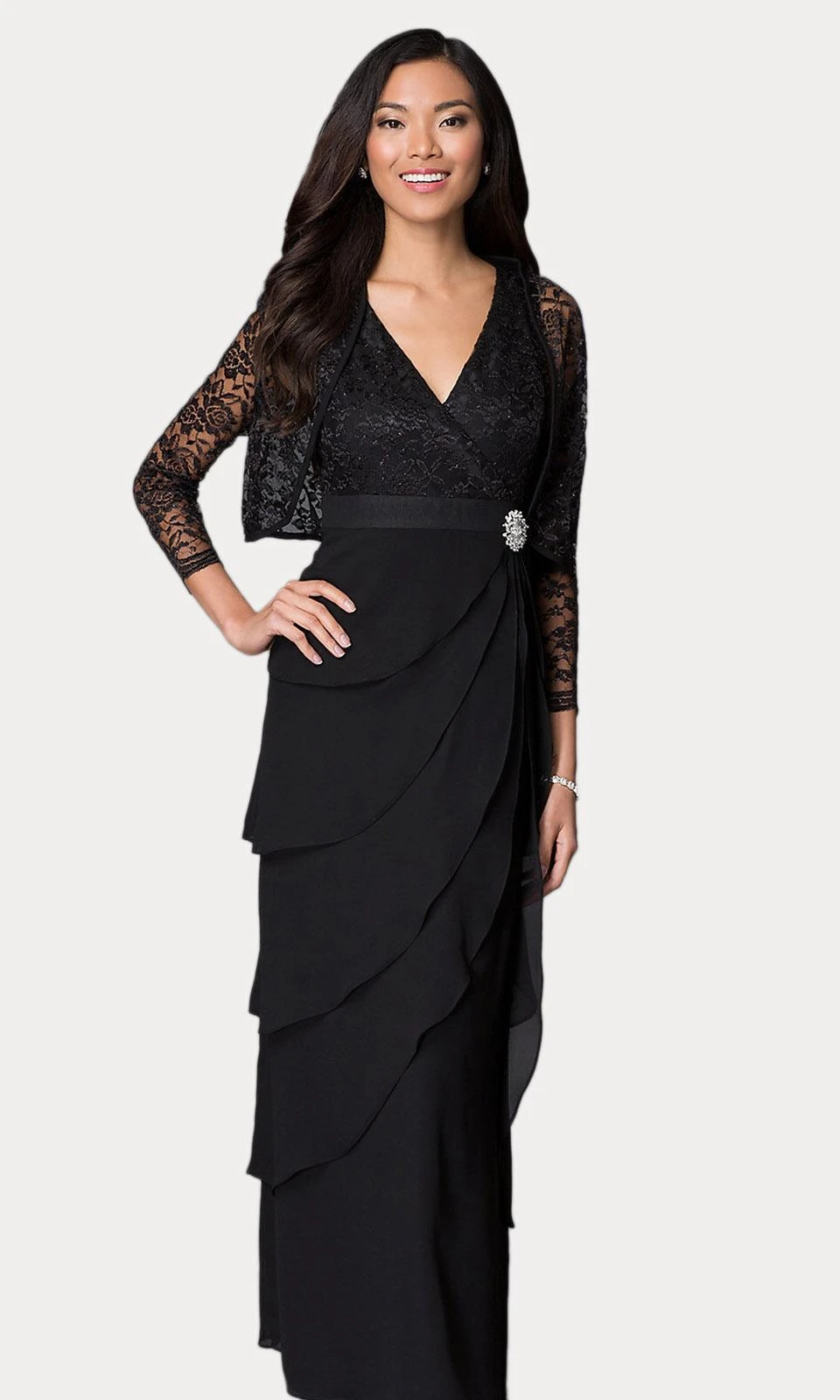 Sally Fashion 8729 V-Neck Long Dress Empire Lace Chiffon Include Lace Jacket(Dusty Rose V Neck Long Dress Empire Lace Chiffon Include Lace Jacket) 6 Sally Fashion 8729 V-Neck Long Dress Empire Lace Chiffon Include Lace Jacket(Dusty Rose V Neck Long Dress Empire Lace Chiffon Include Lace Jacket) - Image 6