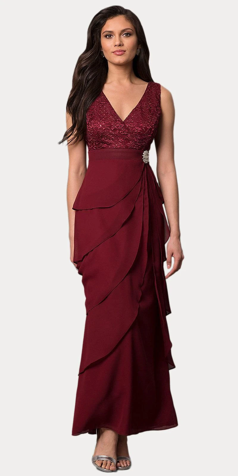 Sally Fashion 8729 V-Neck Long Dress Empire Lace Chiffon Include Lace Jacket(Dusty Rose V Neck Long Dress Empire Lace Chiffon Include Lace Jacket) 8 Sally Fashion 8729 V-Neck Long Dress Empire Lace Chiffon Include Lace Jacket(Dusty Rose V Neck Long Dress Empire Lace Chiffon Include Lace Jacket) - Image 8