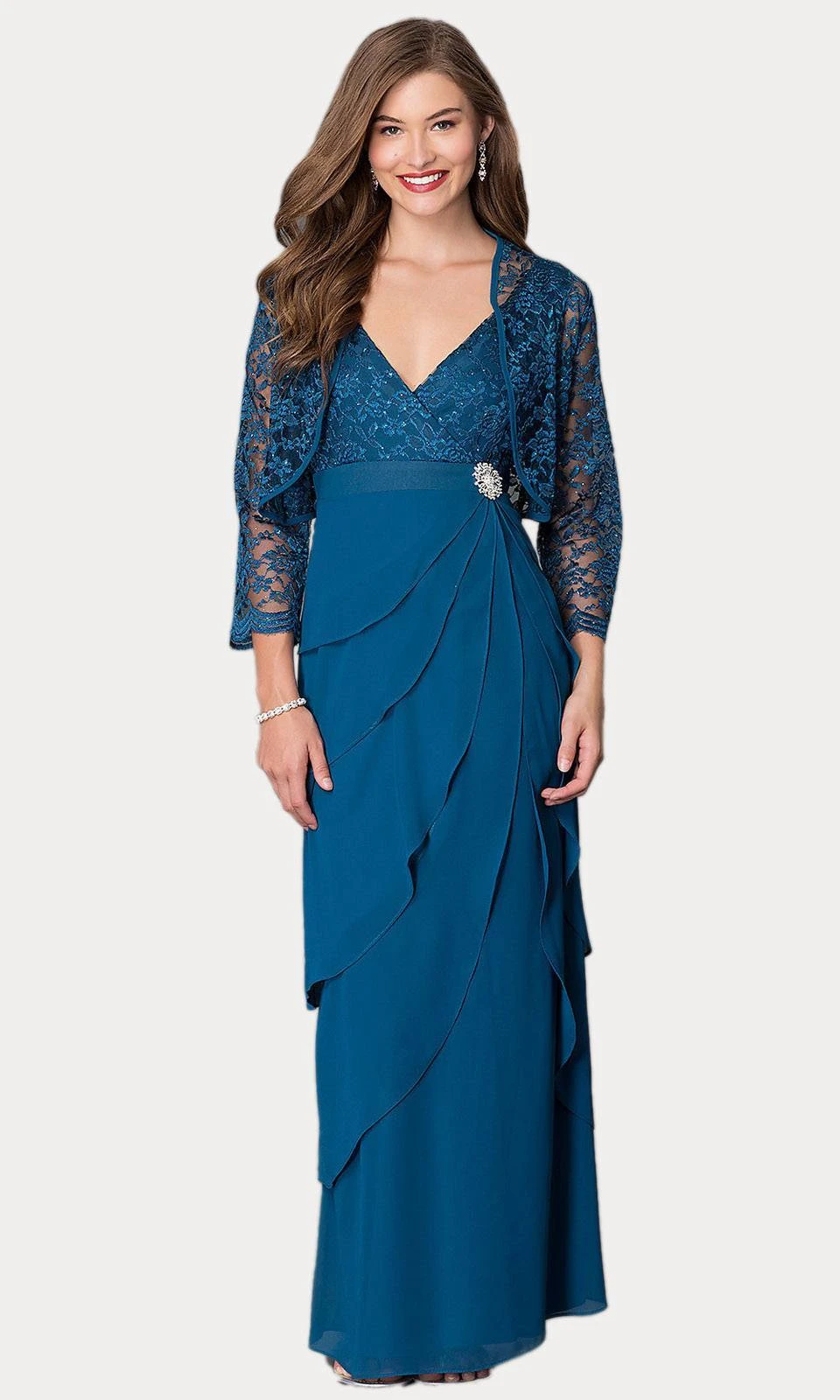 Sally Fashion 8729 V-Neck Long Dress Empire Lace Chiffon Include Lace Jacket(Dusty Rose V Neck Long Dress Empire Lace Chiffon Include Lace Jacket) 18 Sally Fashion 8729 V-Neck Long Dress Empire Lace Chiffon Include Lace Jacket(Dusty Rose V Neck Long Dress Empire Lace Chiffon Include Lace Jacket) - Image 18