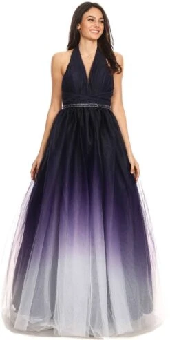 Eureka 8777 Floor Length Ball Gown Halter Ombre(Exclusive Style Floor Length Ball Gown Halter Navy Blue Ombre) -Discount Dress Shops 8777 eureka navy blue 5cef2f81 65fa 4aab 993b 8acec85d48e1