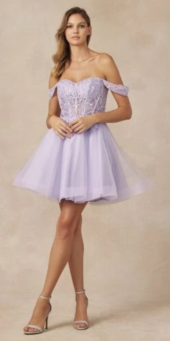 Juliet 880 Glitter Tulle A-Line Cold-Shoulder Homecoming Dress.(Juliet 880 Glitter Tulle A Line Cold Shoulder Homecoming Dress) -Discount Dress Shops 880 lilac