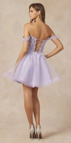 Juliet 880 Glitter Tulle A-Line Cold-Shoulder Homecoming Dress.(Juliet 880 Glitter Tulle A Line Cold Shoulder Homecoming Dress) -Discount Dress Shops 880 lilac back