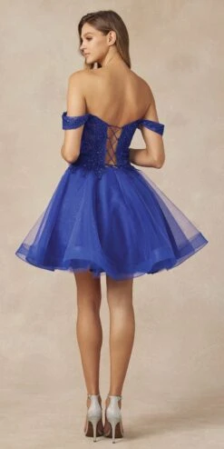 Juliet 880 Glitter Tulle A-Line Cold-Shoulder Homecoming Dress.(Juliet 880 Glitter Tulle A Line Cold Shoulder Homecoming Dress) -Discount Dress Shops 880 royal back