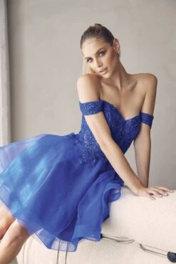 Juliet 880 Glitter Tulle A-Line Cold-Shoulder Homecoming Dress.(Juliet 880 Glitter Tulle A Line Cold Shoulder Homecoming Dress) -Discount Dress Shops 880 royal live side