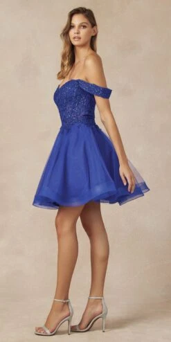 Juliet 880 Glitter Tulle A-Line Cold-Shoulder Homecoming Dress.(Juliet 880 Glitter Tulle A Line Cold Shoulder Homecoming Dress) -Discount Dress Shops 880 royal side