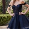 Juliet 880 Glitter Tulle A-Line Cold-Shoulder Homecoming Dress.(Juliet 880 Glitter Tulle A Line Cold Shoulder Homecoming Dress)