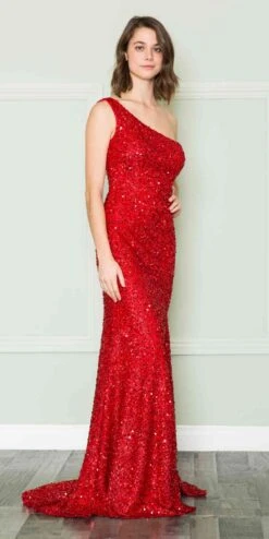 Poly USA | Ed Young 8874 One Shoulder Floor Length Sequins Bodice Stretch Dress(Poly Usa 8874 One Shoulder Floor Length Sequins Bodice Stretch Dress) 15 Poly USA | Ed Young 8874 One Shoulder Floor Length Sequins Bodice Stretch Dress(Poly Usa 8874 One Shoulder Floor Length Sequins Bodice Stretch Dress) -Discount Dress Shops 8874Red 14