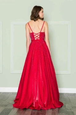 Poly USA | Ed Young 8888 V-Neck Floor Length Spaghetti Straps Rhinestone Dress(Poly Usa 8888 V Neck Floor Length Spaghetti Straps Rhinestone Dress) -Discount Dress Shops 8886 11