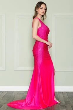 Poly USA | Ed Young 8914 One Shoulder Open Slit Rhinestones Bodice Floor Length Dress(Poly Usa 8914 One Shoulder Open Slit Rhinestones Bodice Floor Length Dress) -Discount Dress Shops 8914 SIDERIGHT