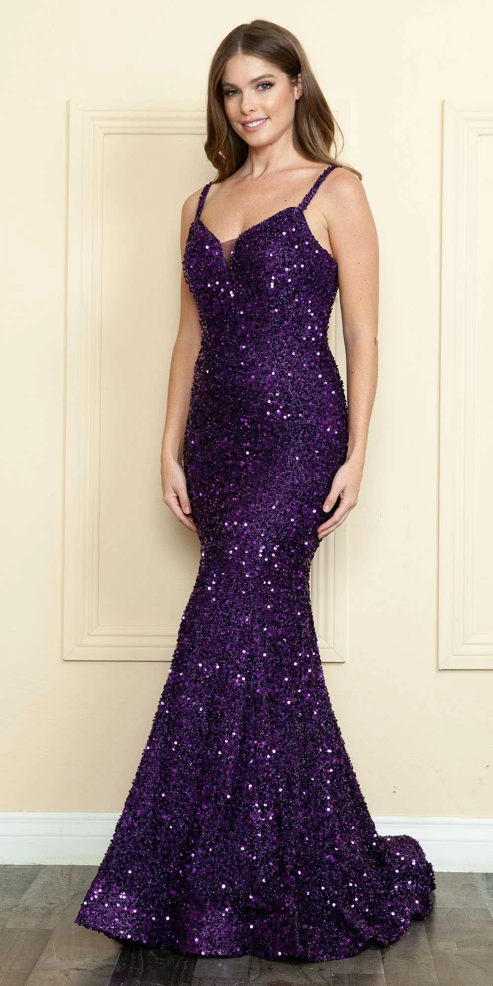 Poly USA | Ed Young 9002 Floor Length Sequin Velvet Knit Formal Gown(Poly Usa 9002 Floor Length Sequin Velvet Knit Formal Gown) 6 Poly USA | Ed Young 9002 Floor Length Sequin Velvet Knit Formal Gown(Poly Usa 9002 Floor Length Sequin Velvet Knit Formal Gown) - Image 6