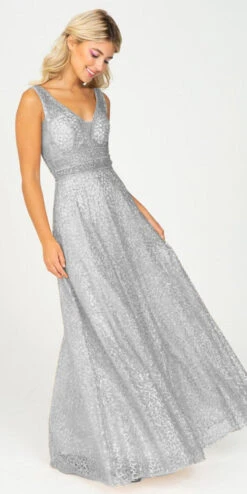 Eureka 9005 Glitter Mesh A-Line Long Prom Dress V-Neck(Gold Glitter Mesh A Line Long Prom Dress V Neck) -Discount Dress Shops 9005 eureka silver