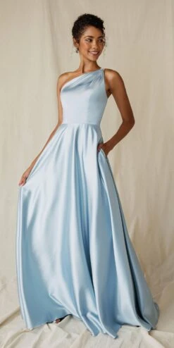 Eureka 9025 A-Line One Shoulder Satin Gown With Pockets(Eureka 9025 A Line One Shoulder Satin Gown With Pockets) -Discount Dress Shops 9025WhisperBlue 3