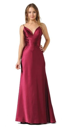 Poly USA | Ed Young 9028 V-Neck Long Dress With Spaghetti Strap(V Neck Long Formal Dress With Spaghetti Strap Gold) -Discount Dress Shops 9028 poly usa cherry red c4b2f6cf be6a 4aa0 ab7c 45b4c19a756a