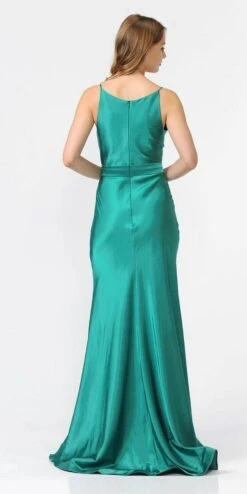 Poly USA | Ed Young 9028 V-Neck Long Dress With Spaghetti Strap(V Neck Long Formal Dress With Spaghetti Strap Gold) -Discount Dress Shops 9028 poly usa green back ad65df37 eded 4d5f bfcd 2a60e02d0590