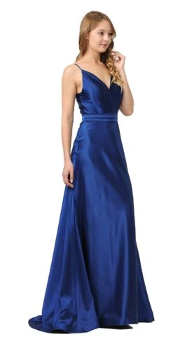 Poly USA | Ed Young 9028 V-Neck Long Dress With Spaghetti Strap(V Neck Long Formal Dress With Spaghetti Strap Gold) -Discount Dress Shops 9028 poly usa navy blue 9ac19f87 9f4c 4819 bc61 205bece886f4