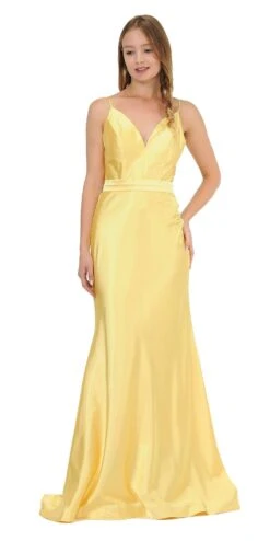Poly USA | Ed Young 9028 V-Neck Long Dress With Spaghetti Strap(V Neck Long Formal Dress With Spaghetti Strap Gold) -Discount Dress Shops 9028 poly usa yellow 1473301a 1c15 487e a55f 19964f1cdf5c