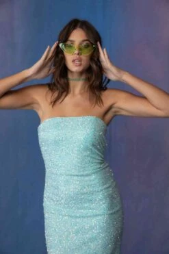 Eureka 9035 Strapless Fitted Sequin Gown Side Slit(Eureka 9035 Strapless Fitted Sequin Gown Side Slit) -Discount Dress Shops 9035SeafoamMint 3