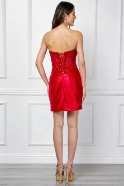 Amelia Couture 9062s Short Scoop Neckline Fitted Strapless Cocktail Dress(Amelia Couture 9062s Short Scoop Neckline Fitted Strapless Cocktail Dress) -Discount Dress Shops 9062SRED 4