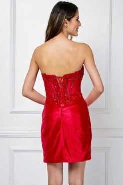 Amelia Couture 9062s Short Scoop Neckline Fitted Strapless Cocktail Dress(Amelia Couture 9062s Short Scoop Neckline Fitted Strapless Cocktail Dress) -Discount Dress Shops 9062SRED 5