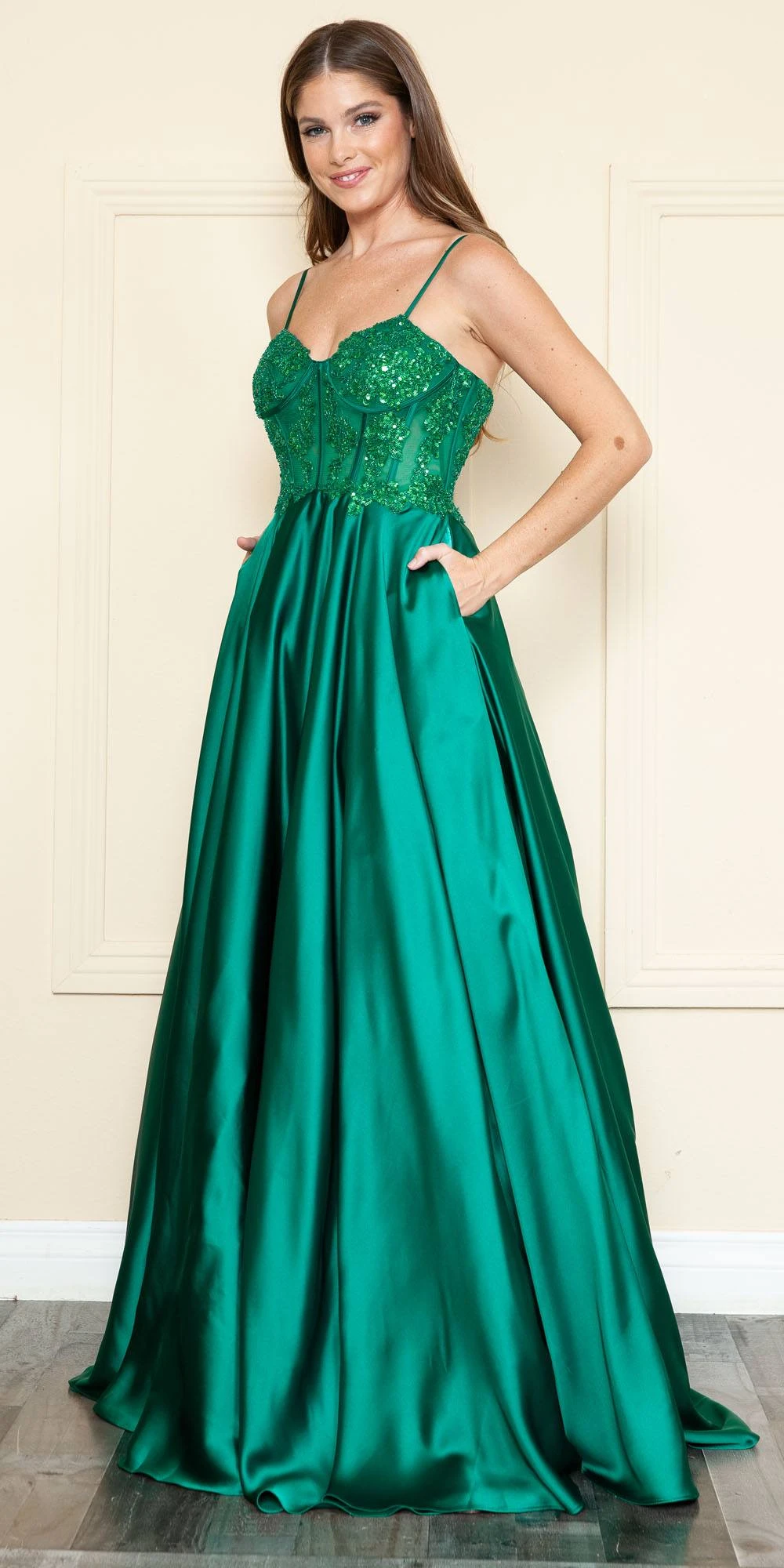 Poly USA | Ed Young 9126 Floor Length A-Line Span Satin Gown With Pockets(Poly Usa 9126 Floor Length A Line Span Satin Gown With Pockets) 6 Poly USA | Ed Young 9126 Floor Length A-Line Span Satin Gown With Pockets(Poly Usa 9126 Floor Length A Line Span Satin Gown With Pockets) - Image 6