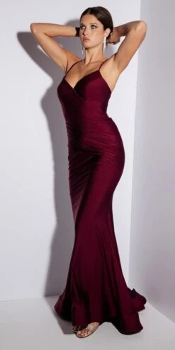 Eureka 9151 Mermaid Floor Length Gown Ruched Sash Fishtail Hem(Eureka 9151 Mermaid Floor Length Gown Ruched Sash Fishtail Hem) -Discount Dress Shops 9151 burgundy