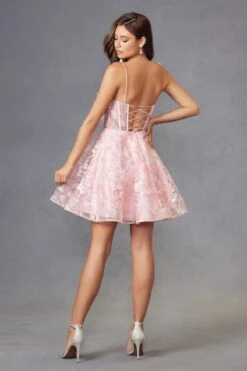 Juliet JT917A Dress Embroidered Lace With Corset Bodice Cocktail Dress(Juliet Jt917a Dress Embroidered Lace With Corset Bodice Cocktail Dress) -Discount Dress Shops 917ABABYPINK 4